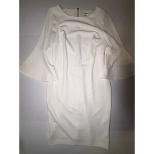 Calvin Klein White Bell Sleeve Sheath Dress‎ Size 6